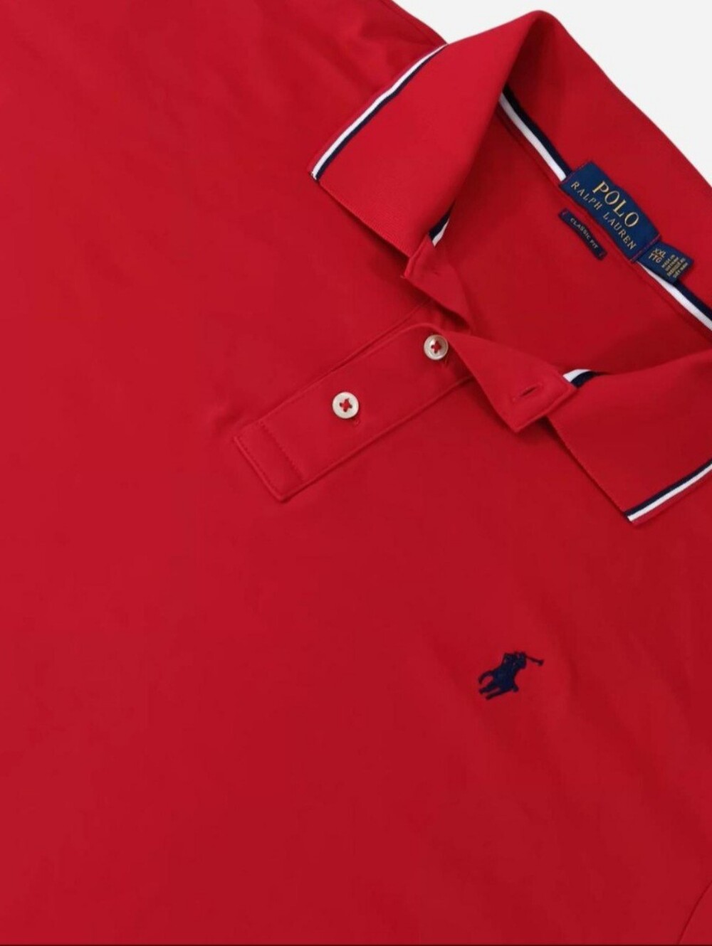 Polo Ralph Lauren Mens Red Tipped Collar Short Sleeve Pique Polo XXL